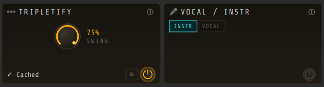 Tripletify and vocal/instrumental transform panels